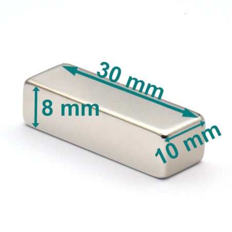 30 x 10 x 8 / N40H - Magnete al neodimio (NdFeB)