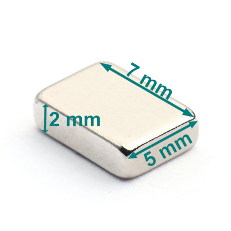 7 x 5 x 2 / N38 - magnet de neodim (NdFeB)