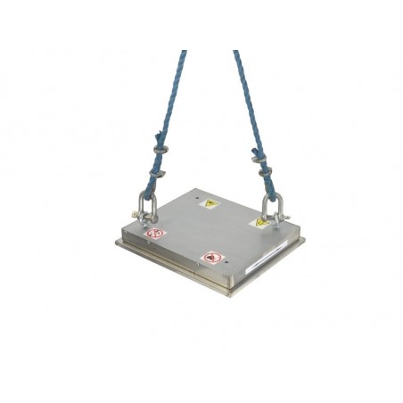 Závěsný magnet pro separaci železa 350X420X43 / F s čisticí deskou