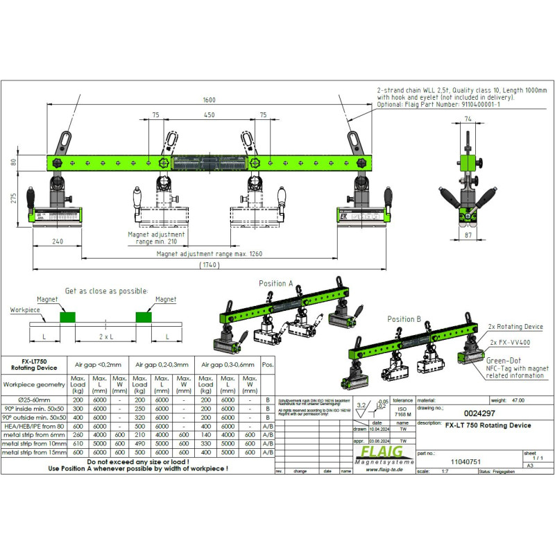 Magnetic traverse holder FX-LT 750