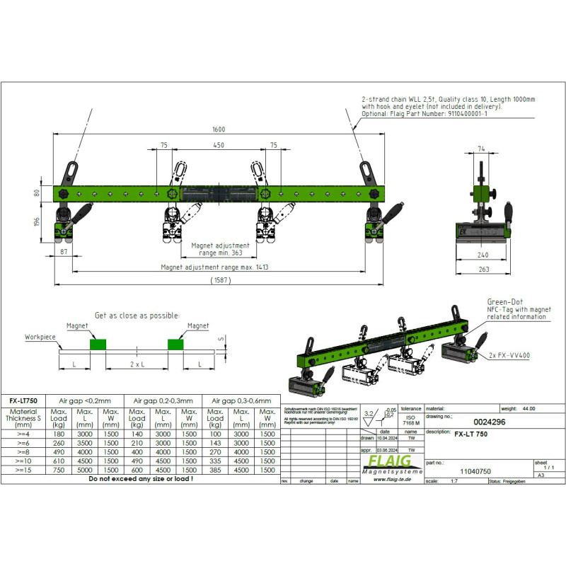 Magnetisk traversholder FX-LT 750