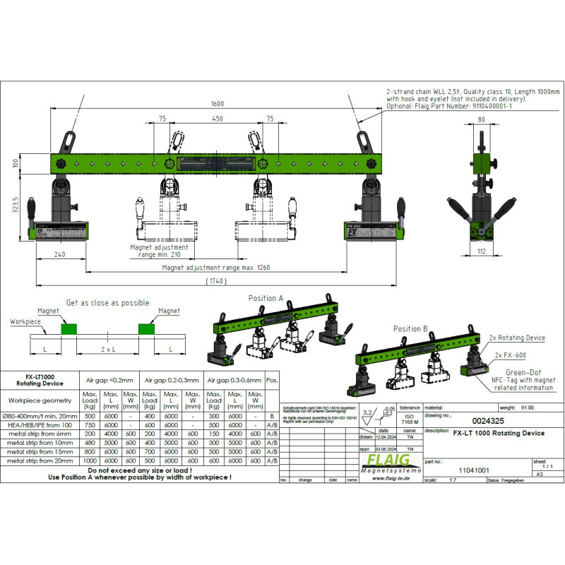 Support de traverse magnétique FX-LT 1000