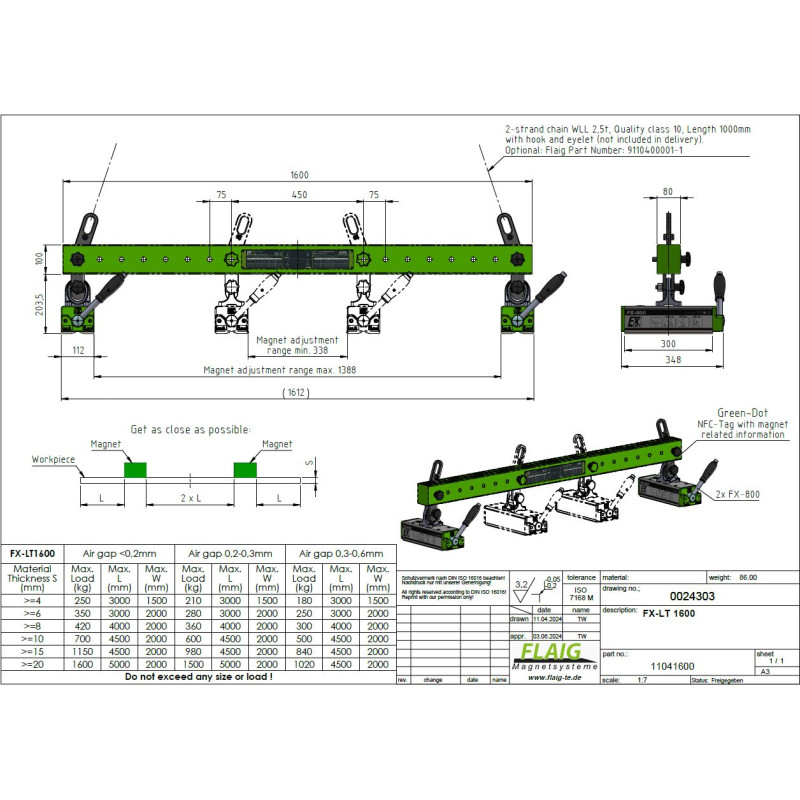 Supporto per traslazione magnetica FX-LT 1600