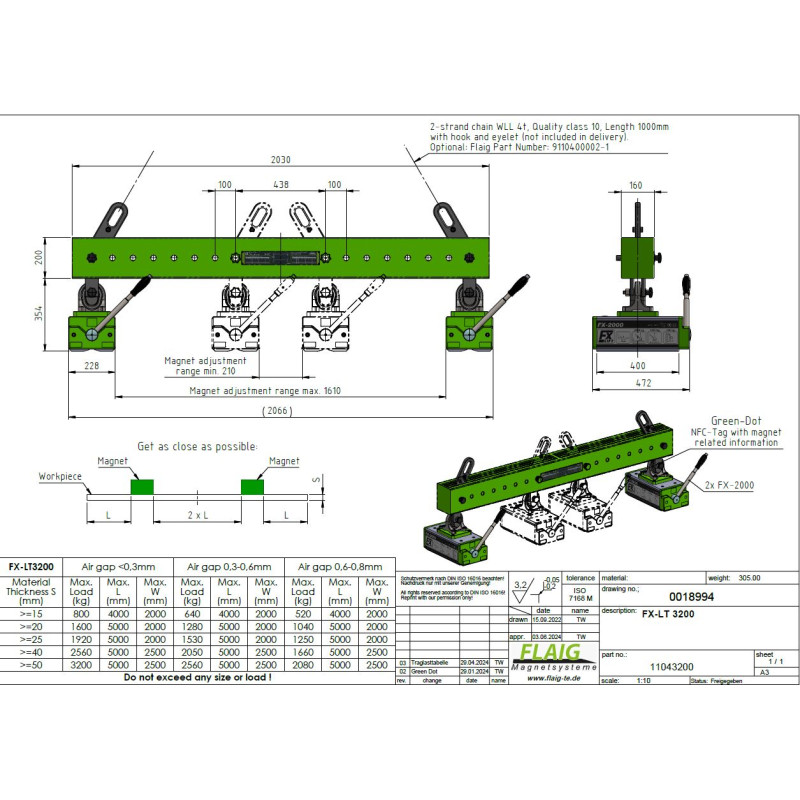 Support de traverse magnétique FX-LT 3200