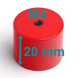 Imán, diámetro 24 mm, rosca interior M5, altura 30 mm, AlNiCo