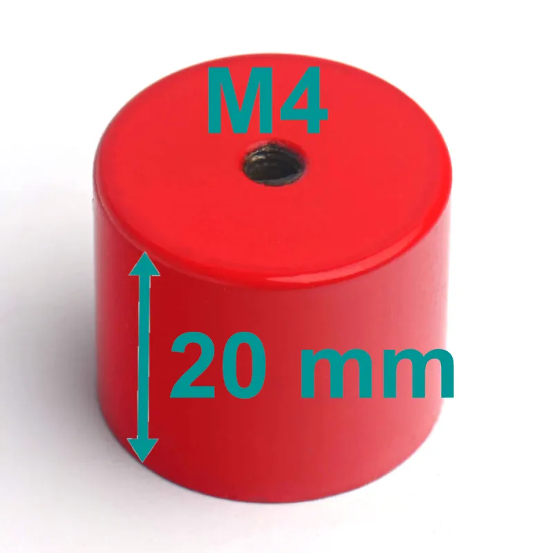 Magnet, diameter 24 mm, M4 internal thread, height 20 mm, AlNiCo