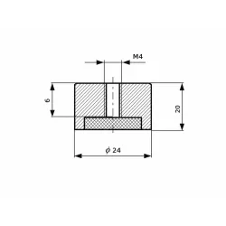 Magnet, Durchmesser 24 mm, Innengewinde M4, Höhe 20 mm, AlNiCo