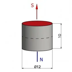 D12 x 10 / N38 - NdFeB (neodymium) magnet