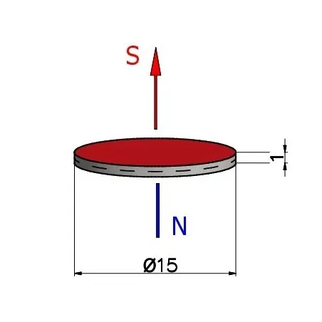 D15 x 1 / N38 - Neodymium magnet (NdFeB)